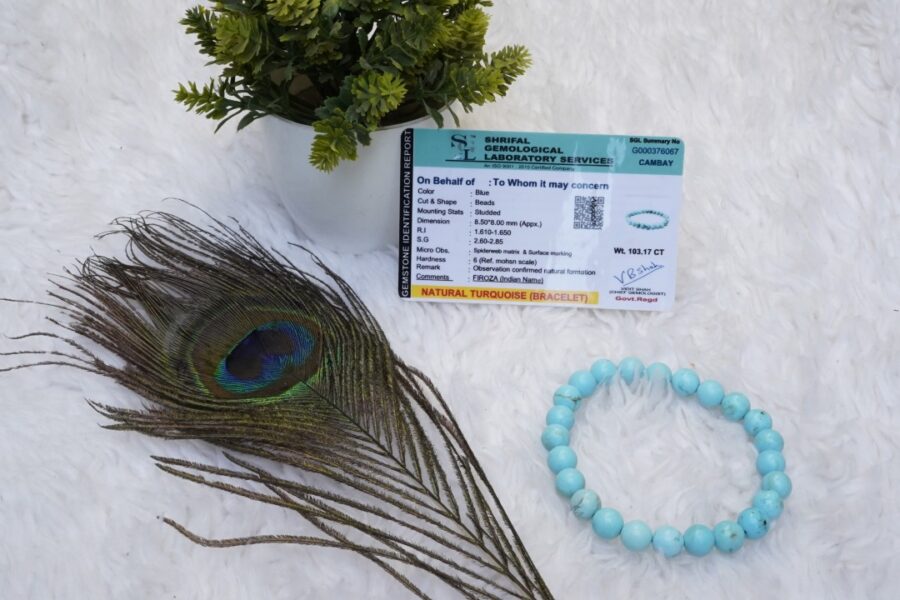 Natural Blue Turquoise (Firoza) Bracelet - Image 4